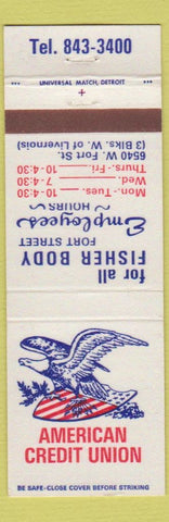 Matchbook Cover - American Credit Union Detroit MI
