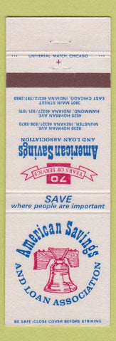 Matchbook Cover - American Savings and Loan Munster Hammond East Chicago IN