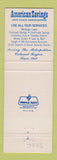 Matchbook Cover - American Savings and Loan Munster Hammond East Chicago IN
