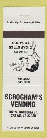 Matchbook Cover - Scrogham's Vending Crewe VA