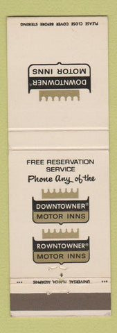 Matchbook Cover - Downtowner Motor Inns Florence SC