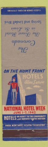 Matchbook Cover - Coronado Hotel St Louis MO 1942