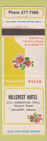 Matchbook Cover - Hillcrest Motel Calgary AB