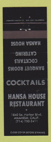 Matchbook Cover - Hansa House Family Buffet Anaheim CA