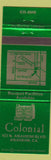 Matchbook Cover - Colonial Anaheim CA