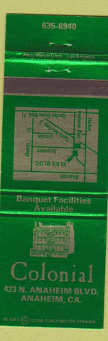 Matchbook Cover - Colonial Anaheim CA