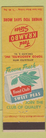 Matchbook Cover - Krambo Grocery Food Stores Frozen Peas Chicago