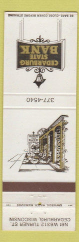Matchbook Cover - Cedarburg State Bank Cedarburg WI