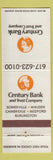 Matchbook Cover - Century Bank and Trust Somerville Malden Medford Cabmbridge MA