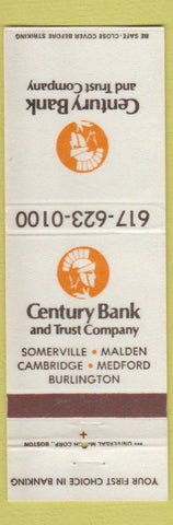 Matchbook Cover - Century Bank and Trust Somerville Malden Medford Cabmbridge MA