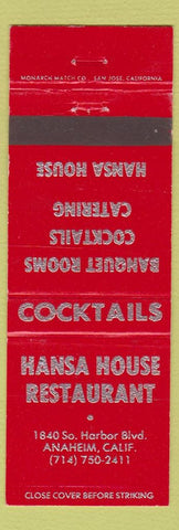 Matchbook Cover - Hansa House Family Buffet Anaheim CA