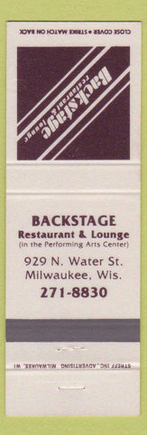 Matchbook Cover - Backstage Restaurant Milwaukee WI
