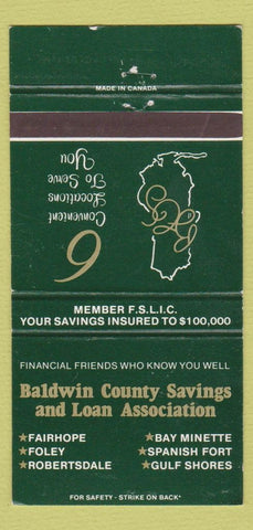 Matchbook Cover - Baldwin County Savings Foley Bay Minette Fairhope AL 30 Strike