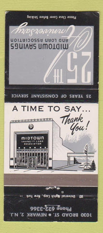 Matchbook Cover - Midtown Savings Loan Newark NJ WEAR 30 Strike