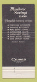 Matchbook Cover - Manitowoc Savings Bank WI 30 Strike