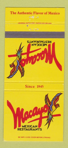 Matchbook Cover - Macayo Mexican Restaurant CHAIN AZ NV 30 Strike