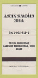 Matchbook Cover - Crows Nest Lakeside Marblehead OH WEAR 30 Strike