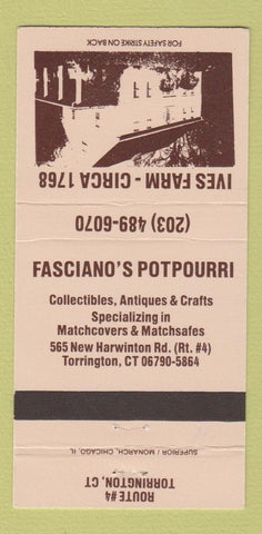Matchbook Cover - Ives Farm Fasciano's Potpourri Torrington CT 30 Strike