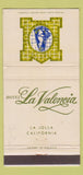 Matchbook Cover - Hotel LA Valencia La Jolla CA girlie WEAR 30 Strike