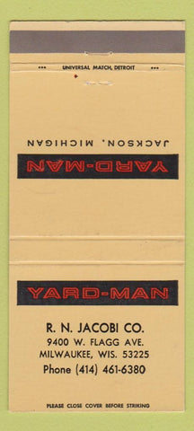 Matchbook Cover - Yard Man RN Jacobi Milwaukee WI Mowers 30 Strike