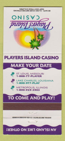 Matchbook Cover - Players Island Casino ST Louis MO Lake Charles LA 30 Strike