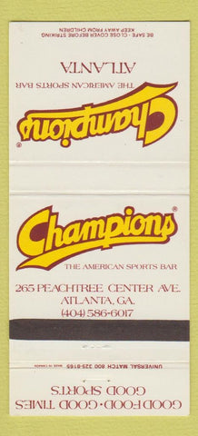 Matchbook Cover - Champions Sports Bar Atlanta GA 30 Strike