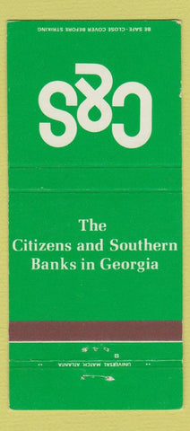 Matchbook Cover - Citizens and Souther Banks Georgia 30 Strike