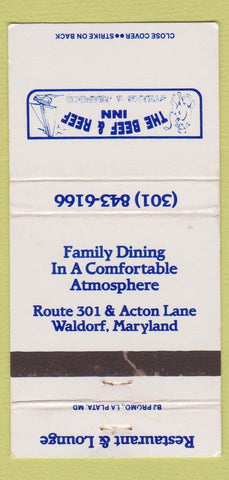 Matchbook Cover - Beef and Reef Inn Waldorf MD WEAR 30 Strike