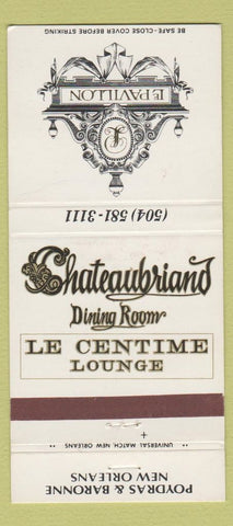 Matchbook Cover - Chateaubriand E Pavilion New Orleans LA 30 Strike