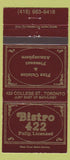 Matchbook Cover - Bistro 442 Toronto ON 30 Strike
