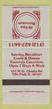Matchbook Cover - Hi View Restaurant Villa Park IL 30 Strike