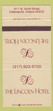 Matchbook Cover - Lincoln Hotel Indianapolis IN 30 Strike