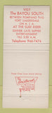 Matchbook Cover - Bayou Restaurant Boca Raton FL 30 Strike