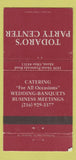 Matchbook Cover - Todaro's Party Center Akron OH WEAR 30 Strike