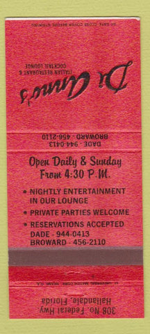 Matchbook Cover - Di Anno's Italian Hallandale FL 30 Strike