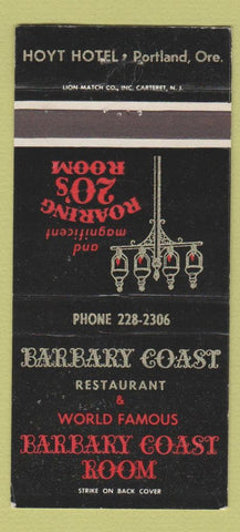 Matchbook Cover - Barbary Coast Restaurant Hoyt Hotel Portland OR WEAR 30 Strike