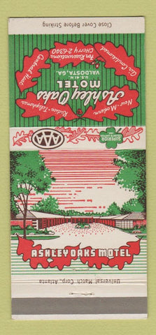 Matchbook Cover - Ashley Oaks Motel Valdosta GA 30 Strike
