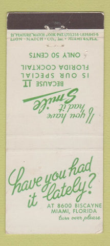 Matchbook Cover - Bar Restaurant Miami FL WEAR 21 Strike Feature