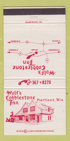 Matchbook Cover - Wolf's Cobblestone Inn Hartland WI 30 Strike