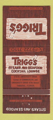 Matchbook Cover - Trigg's Steaks Tamarac FL 30 Strike