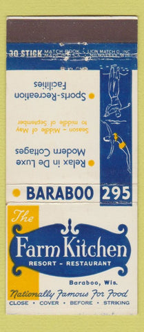 Matchbook Cover - Farm Kitchen Restaurant Baraboo WI 30 Stick