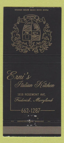 Matchbook Cover - Erni's Italian Restaurant Frederick MD 30 Strike