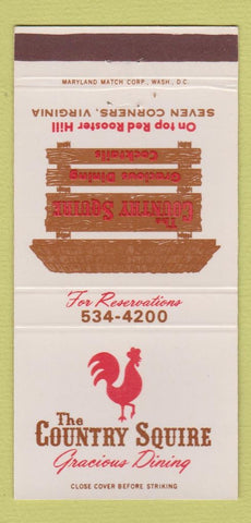 Matchbook Cover - Country Squire Seven Corners VA rooster 30 Strike