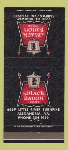 Matchbook Cover - Black Baron Fairfax Alexandria VA 30 Strike