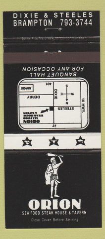 Matchbook Cover - Orion Steak House Tavern Brampton ON 30 Strike