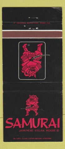 Matchbook Cover - Samurai Japanese Steak House Miami FL Pittsburgh 30 Strike