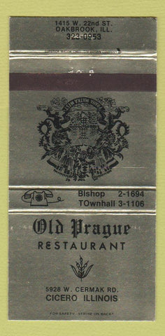 Matchbook Cover - Old Prague Restaurant Cicero IL 30 Strike