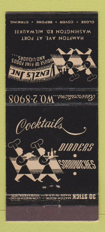 Matchbook Cover - Venzl's Restaurant Milwaukee WI 30 Stick
