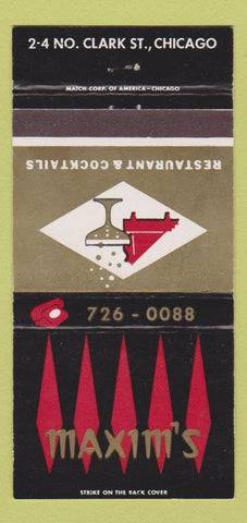 Matchbook Cover - Maxim's Chicago IL 30 Strike