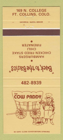 Matchbook Cover - Cow Paddy Hamburgers Fort Collins Colorado 30 Strike
